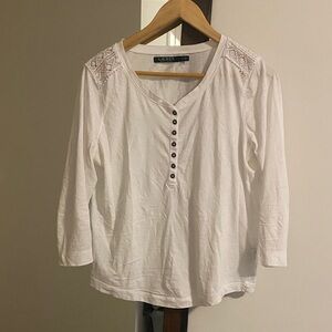 Ralph Lauren White Button-Front with Lace Accents